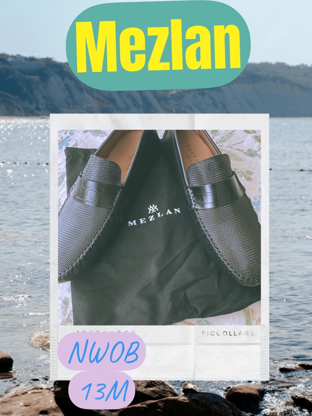 Mezlan Men's Black Textured Leather Driving Moc 13 M Loafers